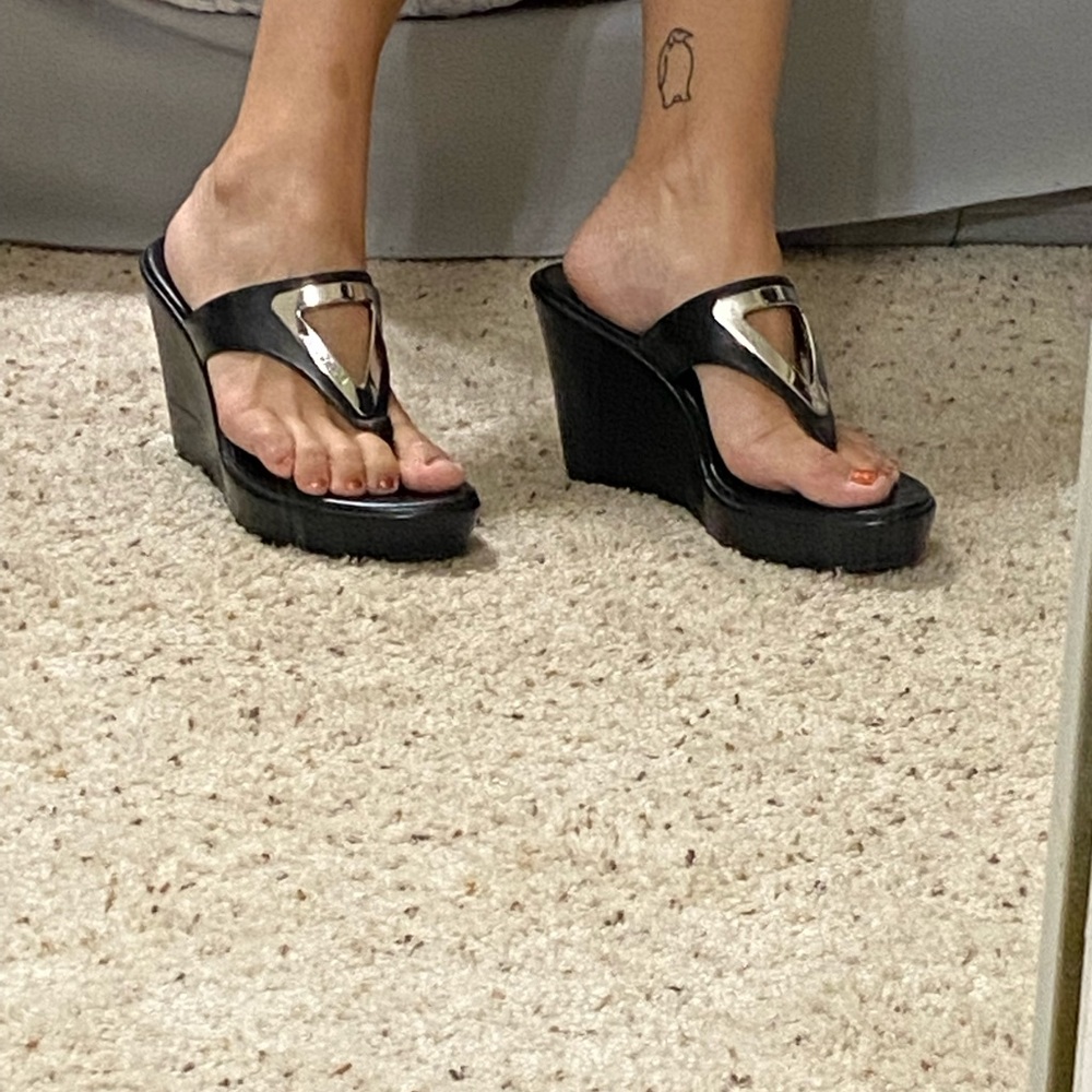 {SOLD on another platform} BCBG Platform Sandals